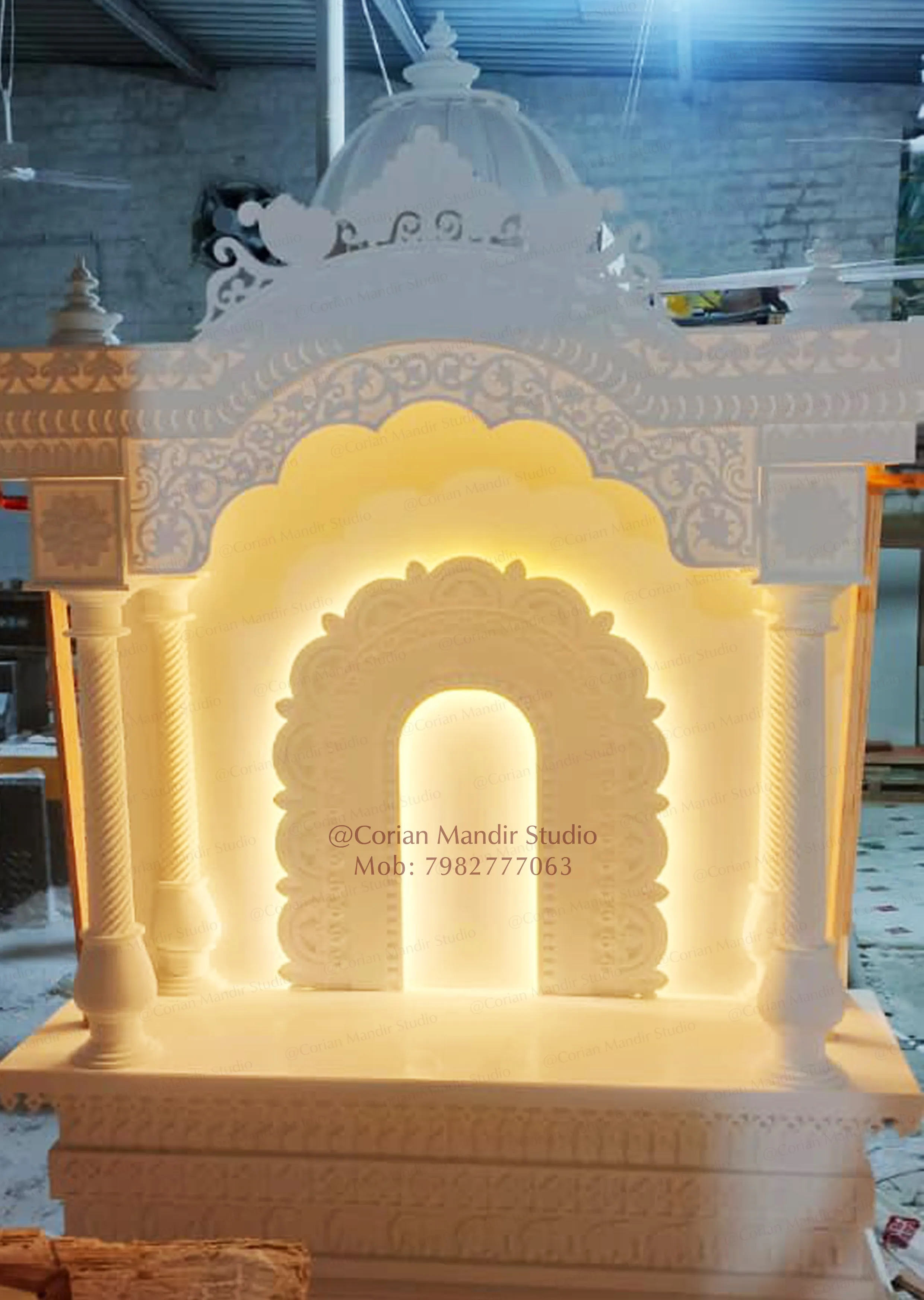 Modern Corian Mandir Construction